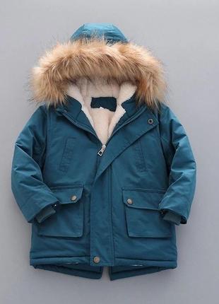 Парка для хлопчика тепла синя