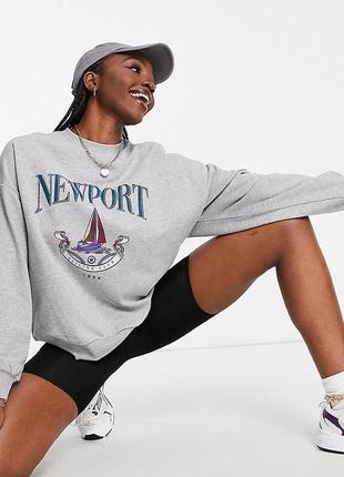 Asos tall світшот із принтом newport із сірого мергеля розмір 40