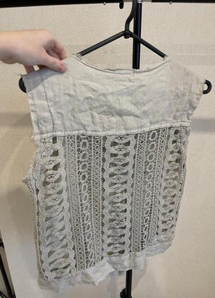 Жилетка с ажурной спинкой / итальянская / 100% лён