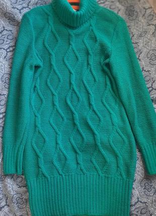 Свитер туника, связанный