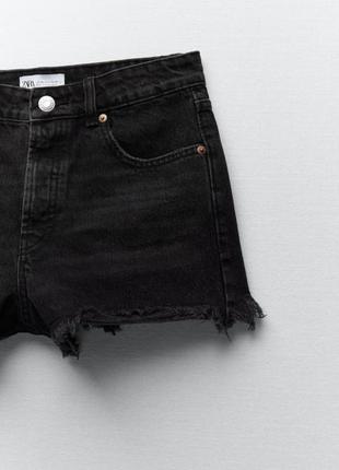 Женские шорты джинсовые укороченные черным мом плотный джинс zara