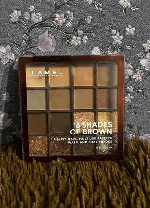 Палетка тіней lamel 16 shades of brown4 фото