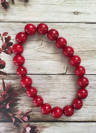 Большие красные кораллы, грубое ожерелье к вышиванке