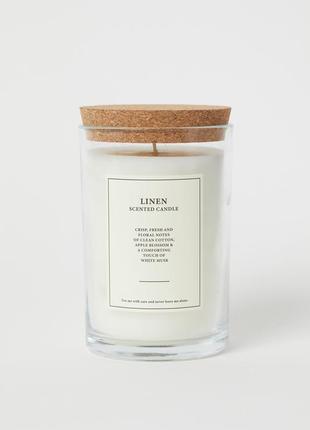 Ароматическая свеча h&m home linen белье лен cotton