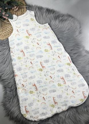 Натуральный утепленный спальный мешок/ спальник/конверт для сна 0-6мес primark