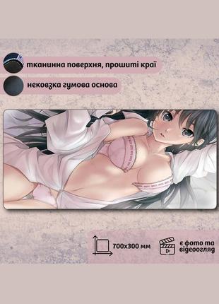 Игровая поверхность, большой коврик для мышки игровой 70x30 см. девушка 5