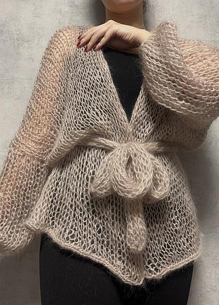 Кардиган-паутинка ручной работы