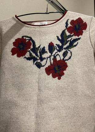 Шерстяная кофточка маки 50% wool merino