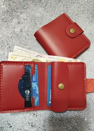 Кожаный кошелек ручной работы женский мужской компактный