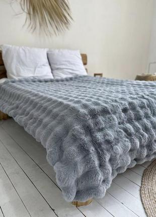 Шикарний плед кролик м'якенький світло-сірий, євро розмір