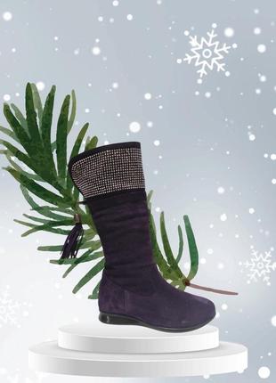 Шкіряні зимові чоботи черевики для дівчинки tiflani овчина