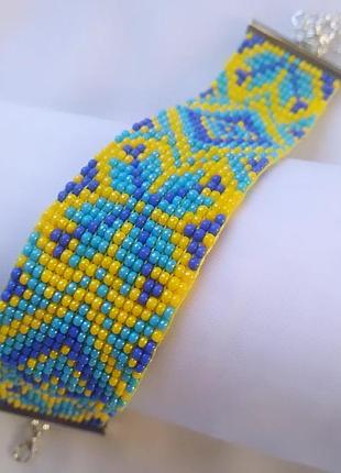 Браслет желто-голубой в украинском стиле3 фото