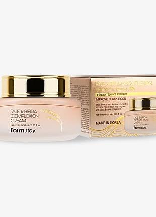 Крем для лица с бифидобактериями farmstay rice & bifida complexion cream 55 мл