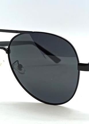 Окуляри краплі чоловічі сонцезахисні чорні поляризовані в металевій оправі