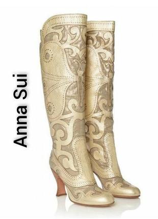 Сапоги из кожи и канвы винтаж anna sui
