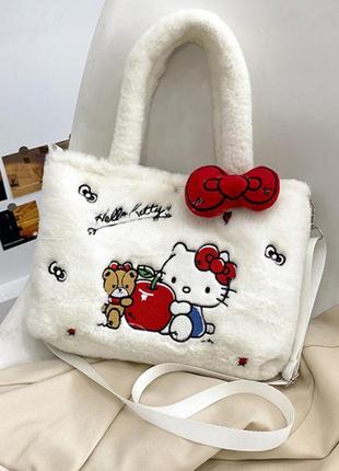 Белая плюшевая сумочка hello kitty (sanrio)