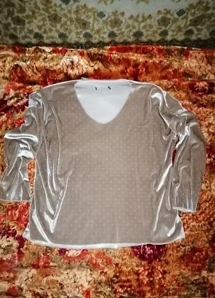 Бежевая блузка бархат батал