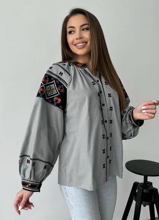 Женская серая вышиванка 😍 женская вышитая рубашка 🥰 красива вишиванка ❤️