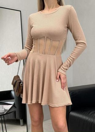 Распродажа платье мини с вставкой из сетки 42-44/46-48