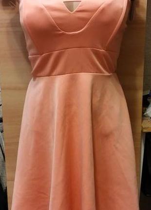 Персиковое платье бюстье1 фото