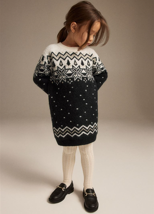 Теплое трикотажное платье туника для девочки от h&amp;m