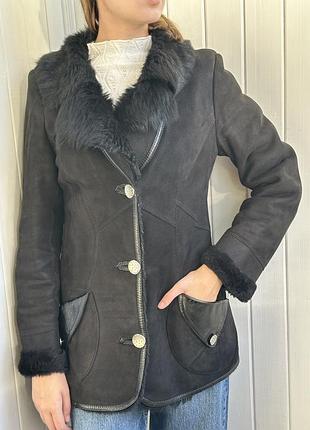 Дублянка, куртка жіноча, чорного кольору, утеплена, матеріал натуральна замша, розмір s-m