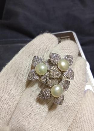Серебряная кольца с белыми жемчужинами