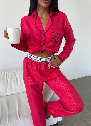 Хлопково/сатиновая пижама loewe рубашка и штаны