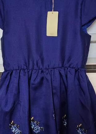 Нарядное синее платье с цветами mango 12-14 лет
