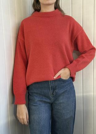 Светр, кофта жіноча, базова, нова, червоного кольору, вʼязана, матеріал акрил, поліестер, розмір s-l