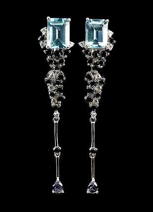 Серьги серебро 925 натуральный топаз шпинель