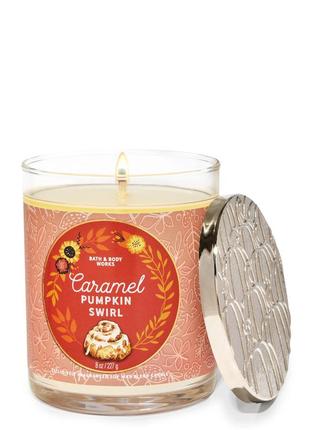 Свеча на один фитиль bath and body works caramel pumpkin swirl