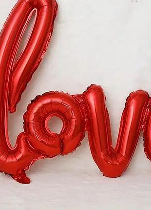 Повітряна куля фольгована, слово love, червоний