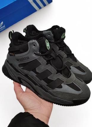 36 38 зимові кросівки adidas niteball grey сірі (хутро)