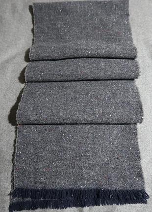 Шарф серо-синий приятный на ощупь легкий и теплый шерсть шотландия 176х28 см
