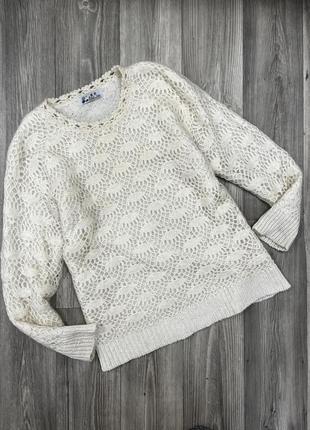 Шерстяной кружевной свитер хл