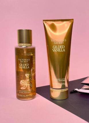 Подарунковий набір лосьйон для тіла victoria's secret gilded vanilla fragrance+спрей