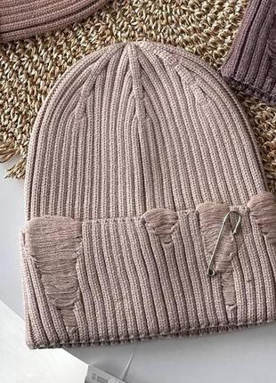 Шапка жіноча невисока лопатка з булавкою 54-59 віскоза 50%, нейлон 22%