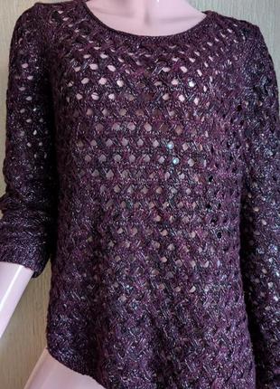 Свитер-сетка винного цвета с люрексом и маленькими пайетками немецкого бренда bonita
