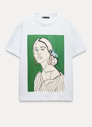 Zara футболка з принтом дівчина 2024