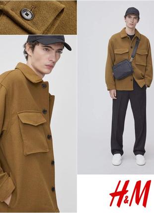 H&m чоловіче пальто сорочка оверсайз з вмістом шерсті