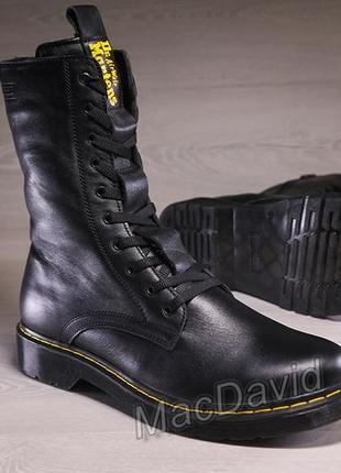 Шкіряні зимові черевики, берци dr. martens air wair black leather6 фото