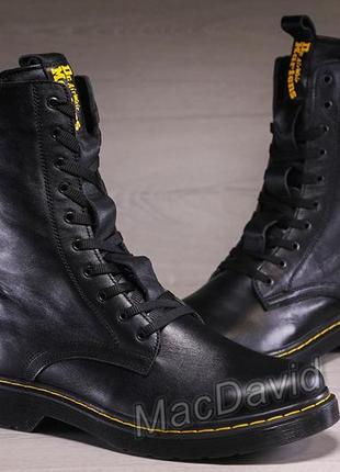 Шкіряні зимові черевики, берци dr. martens air wair black leather7 фото