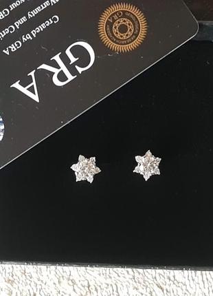 Муасанит серьги гвоздики серебро 925