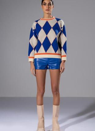 Теплий светр в ромб