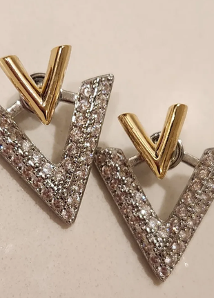 Шикарные новые серьги, 2 в 1 в стиле valentino, серёжки отпад