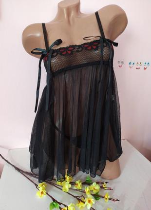 Набор пеньюар с трусиками стрингами, размер м