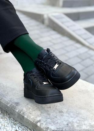 Зимові nike air force 1 low black fur2 фото