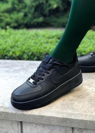 Зимние nike air force 1 low black fur
