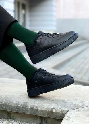 Зимові nike air force 1 low black fur6 фото
